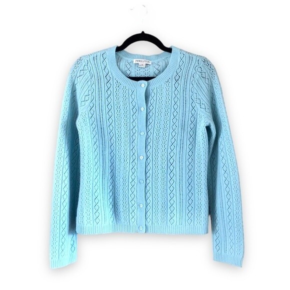 Vintage Pendleton Wool Blend Light Blue Button Up Cardigan Size Small - Picture 1 of 5